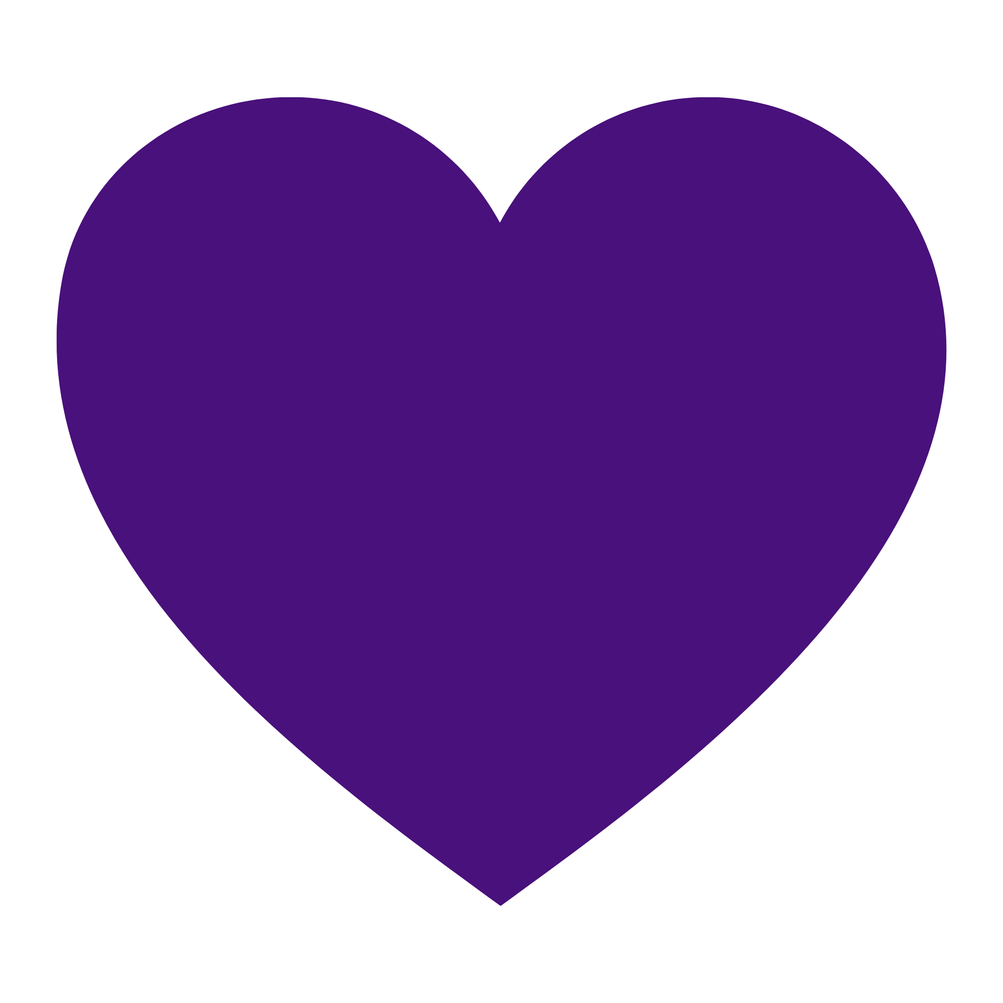 A purple heart-shaped graphic featuring a photo of a dog wearing glasses at the top.