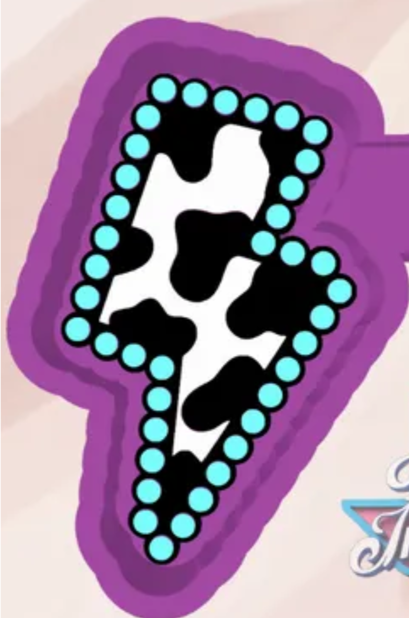 Cow Print Lightning Bolt