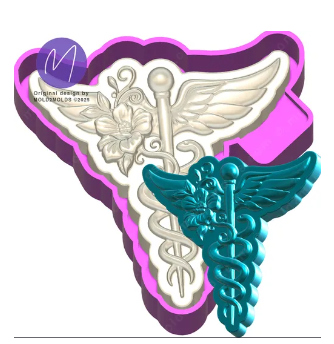 3D Medical Caduceus Nurse Symbol