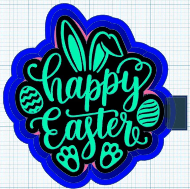 Happy Easter Bunny Ears and Eggs