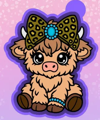 Highland Cow Leopard Bow