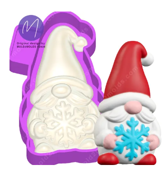 3D Gnome Holding Snowflake