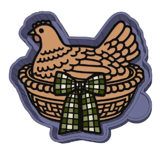 Hen in basket