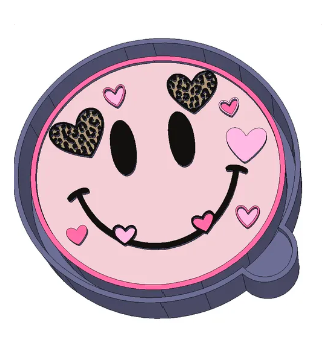 Smiley Face leopard Hearts
