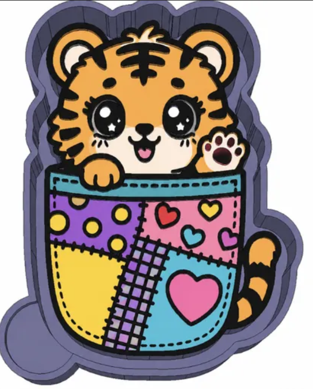 Cute Kawaii Tiger in Patchwork