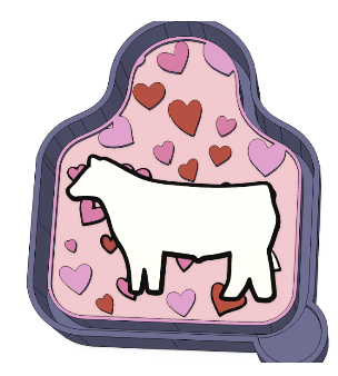 Hearts Cow tag