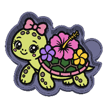 Cute Sea Turtle with Hibiscus