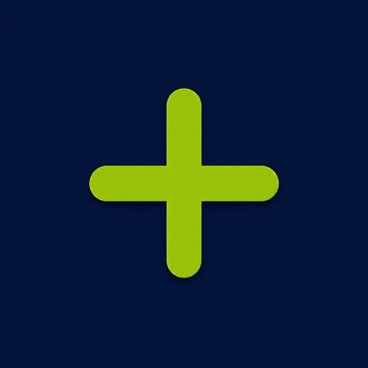 Green plus sign on a dark blue background.
