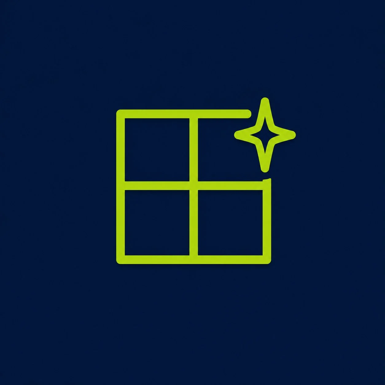 A neon green online gaming icon featuring a square grid with one sprite highlighted, on a dark blue background.
