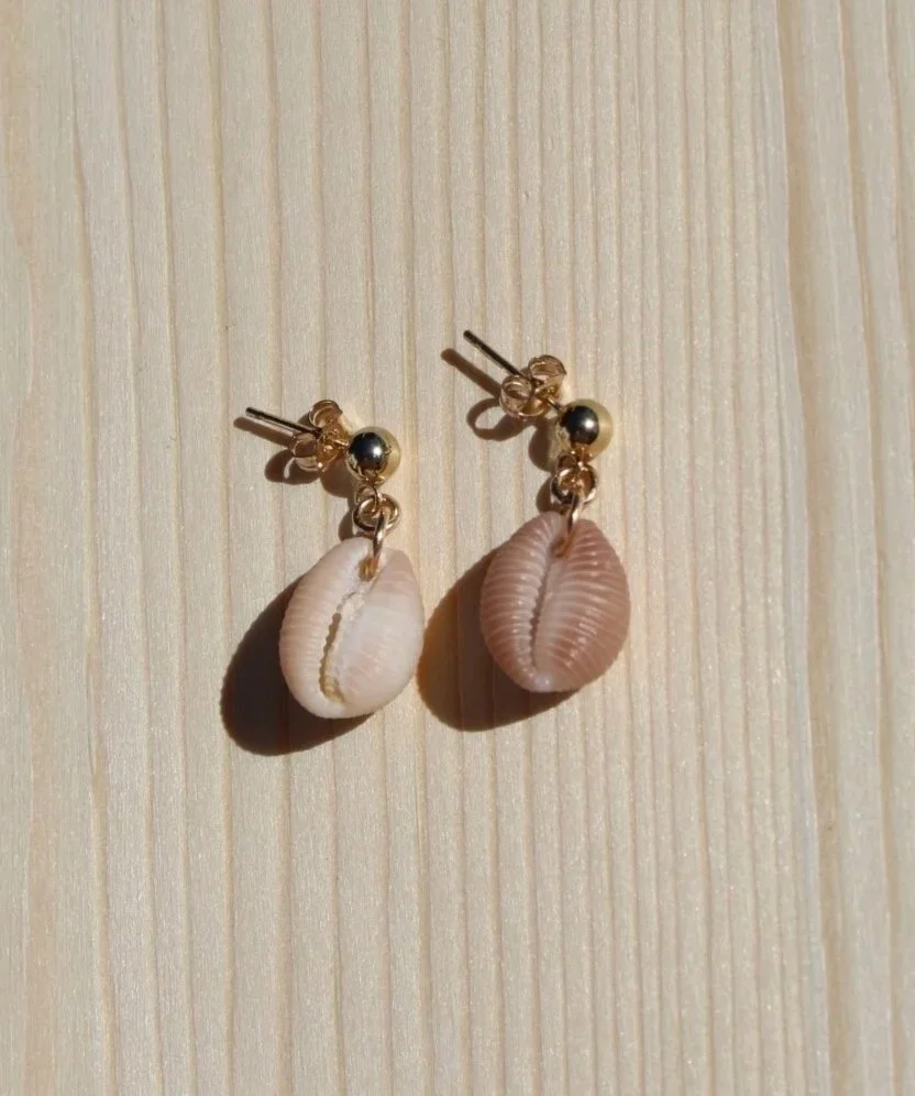 Baby Pink Cowrie Shell Studs