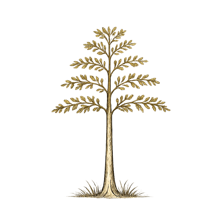 An illustration of a tree with multiple branches and leaves, drawn in a detailed, vintage style in the Ceva Wellness Brand style.