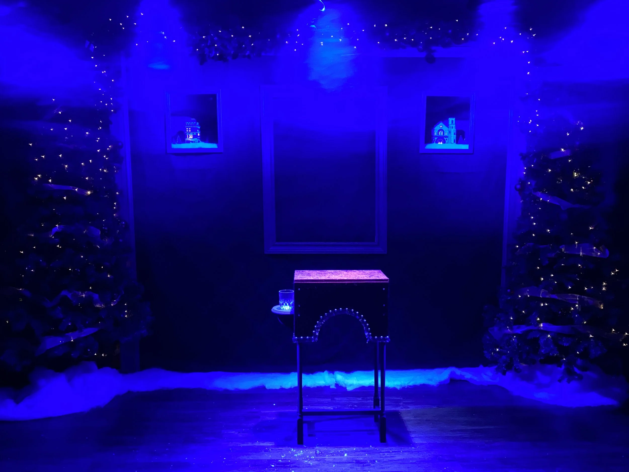 Preshow Set for 2020 Production
"A Christmas Carol - A Reading by Charles Dickens" 
Stage Door Unlocked Productions
Directed & Designed By Nate Plummer
