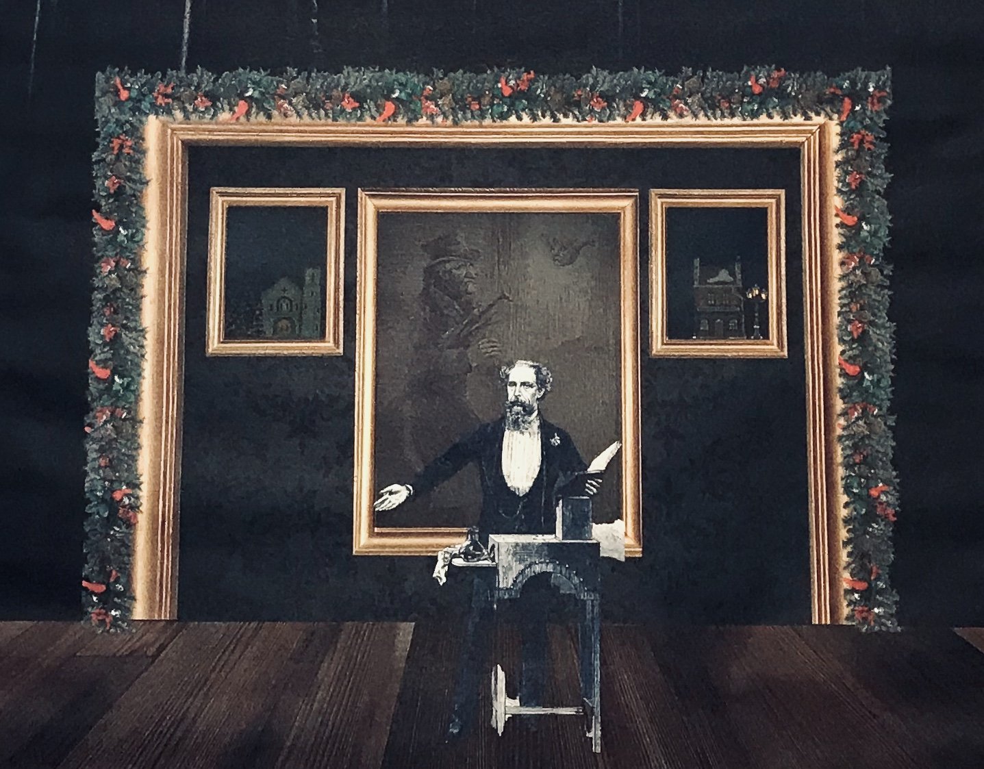 Digital Model of 2020 Scenic Design 
"A Christmas Carol - A Reading by Charles Dickens" 
Stage Door Unlocked Productions
Directed & Designed By Nate Plummer