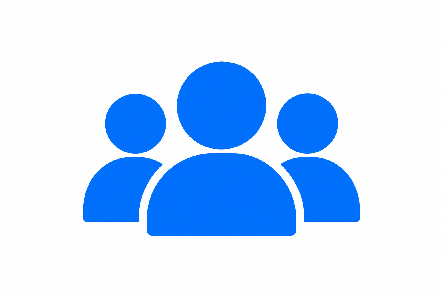 Icon of three blue abstract human figures representing a group or community.