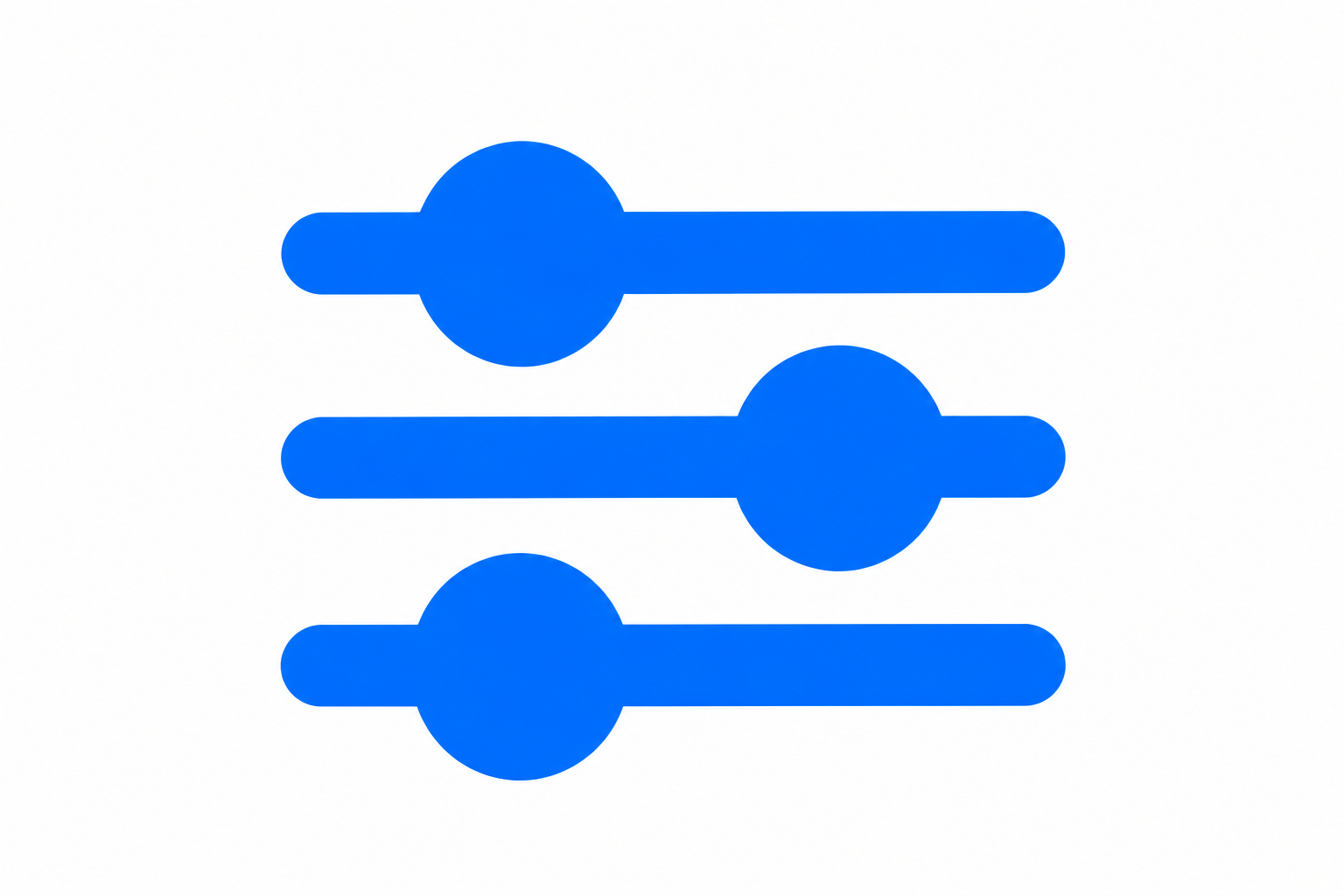 Blue sliders on a white background, representing audio or sound controls.