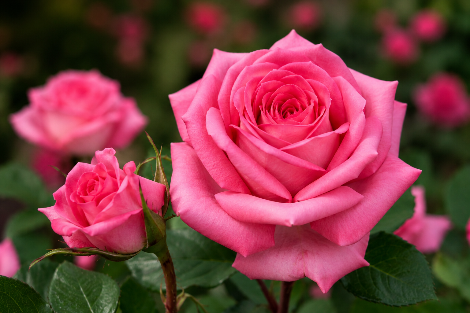 Close-up of a vivid pink Ecuadorian rose, graded for size, symmetry and color, wholesale to Canadian florists