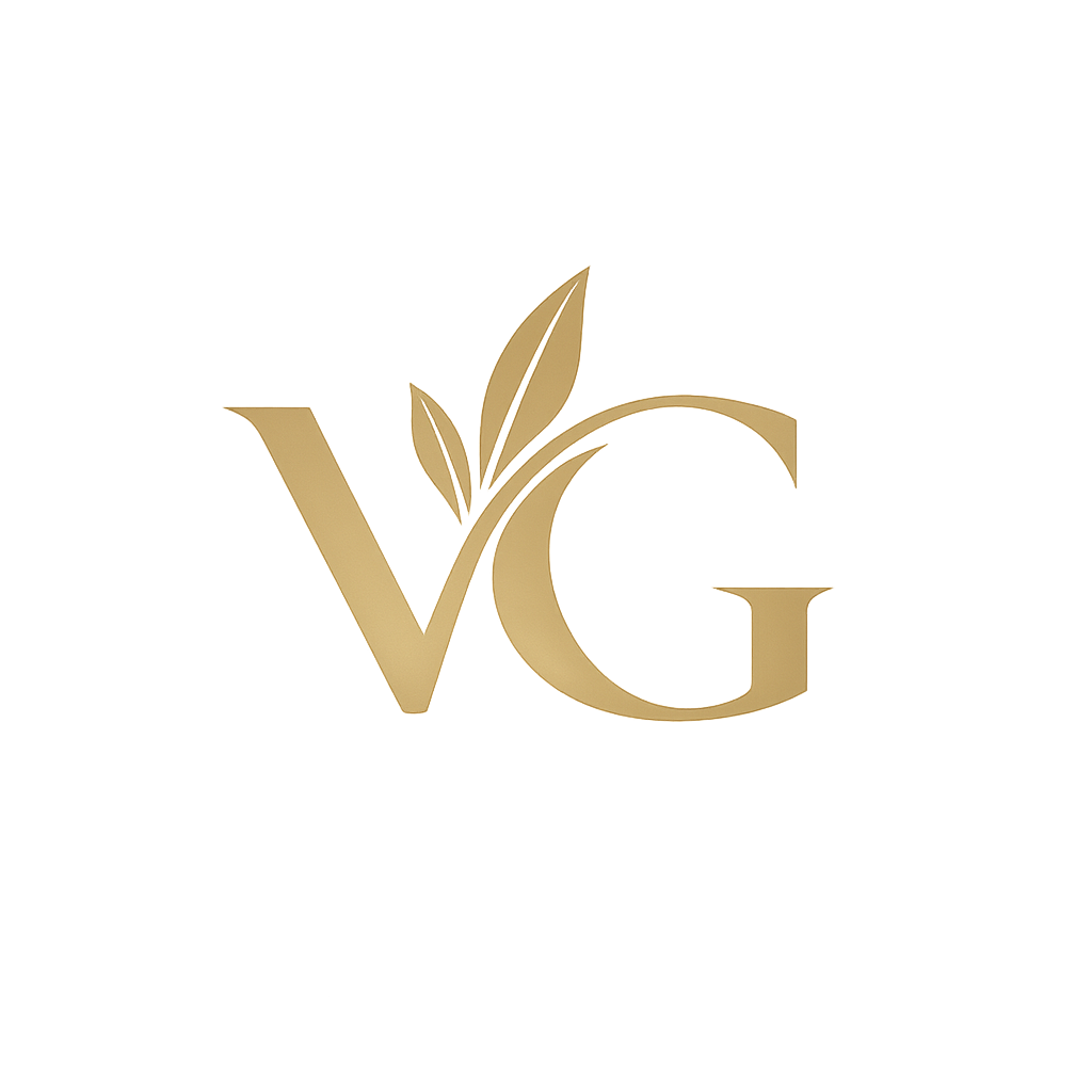 Gold logo with the letters V, C, and G, with a stylized leaf attached to the V.