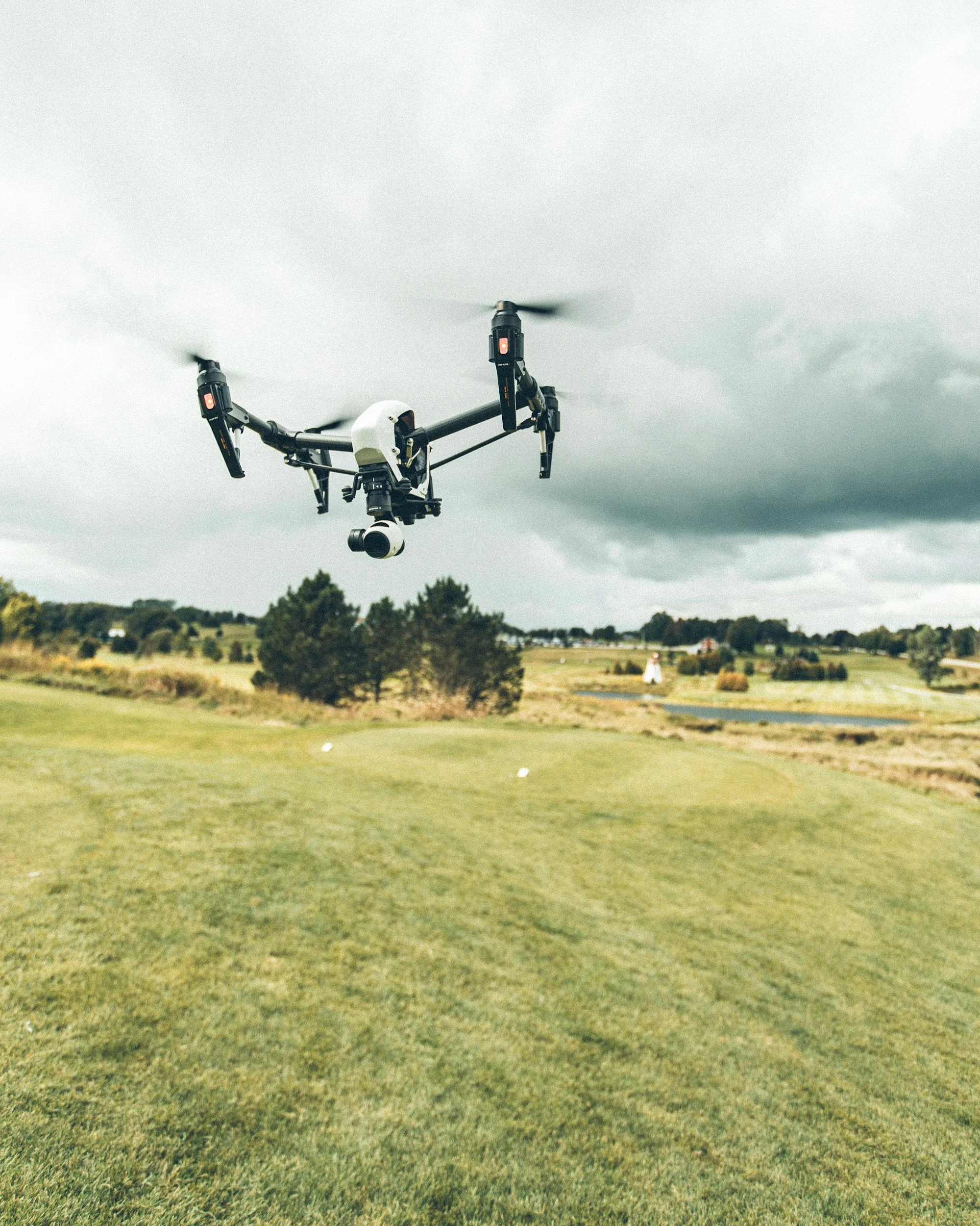 Drone flying over land