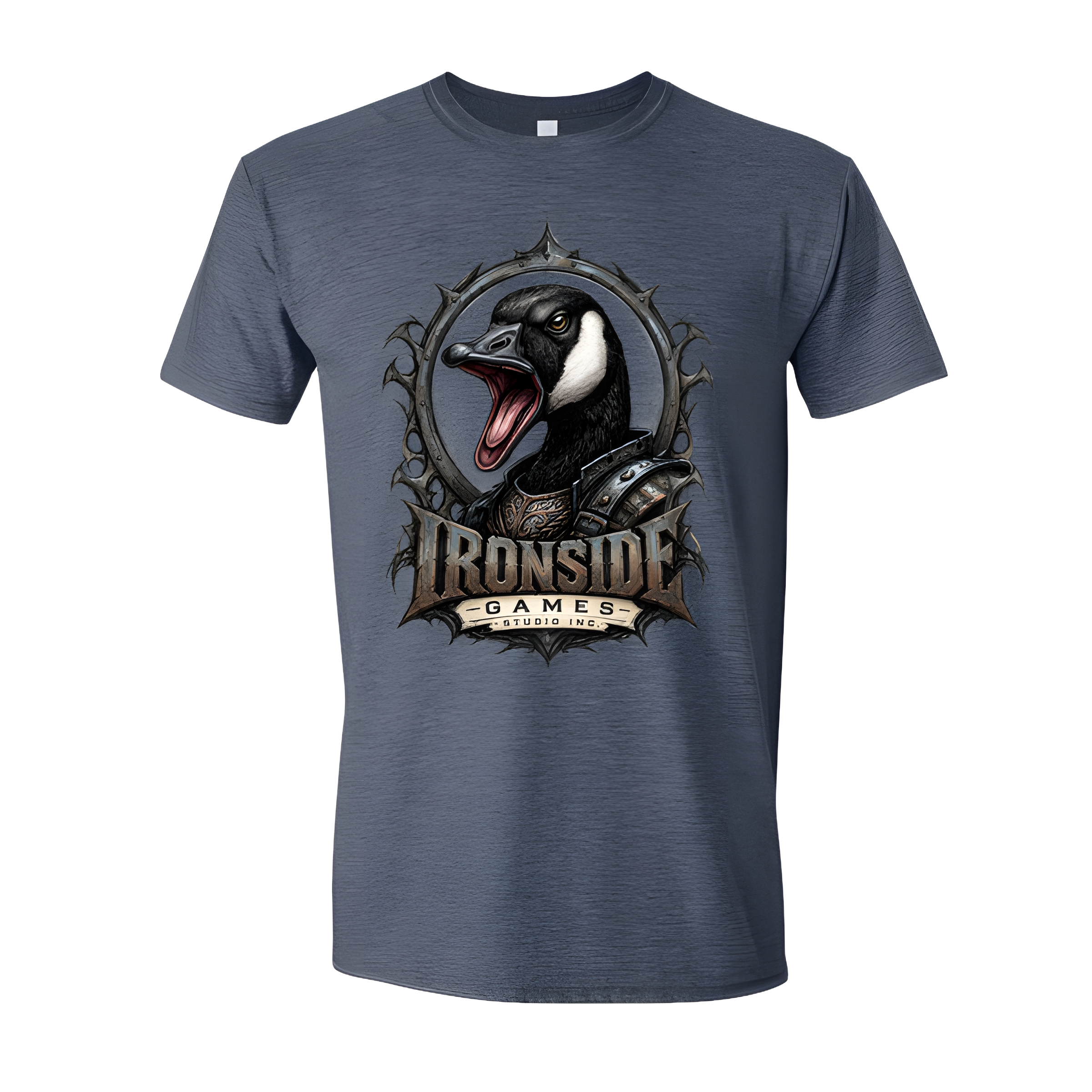 Ironside Games Studio Inc. Official Logo Tee (Angry Cobra Chicken V 1) HeatherNavy