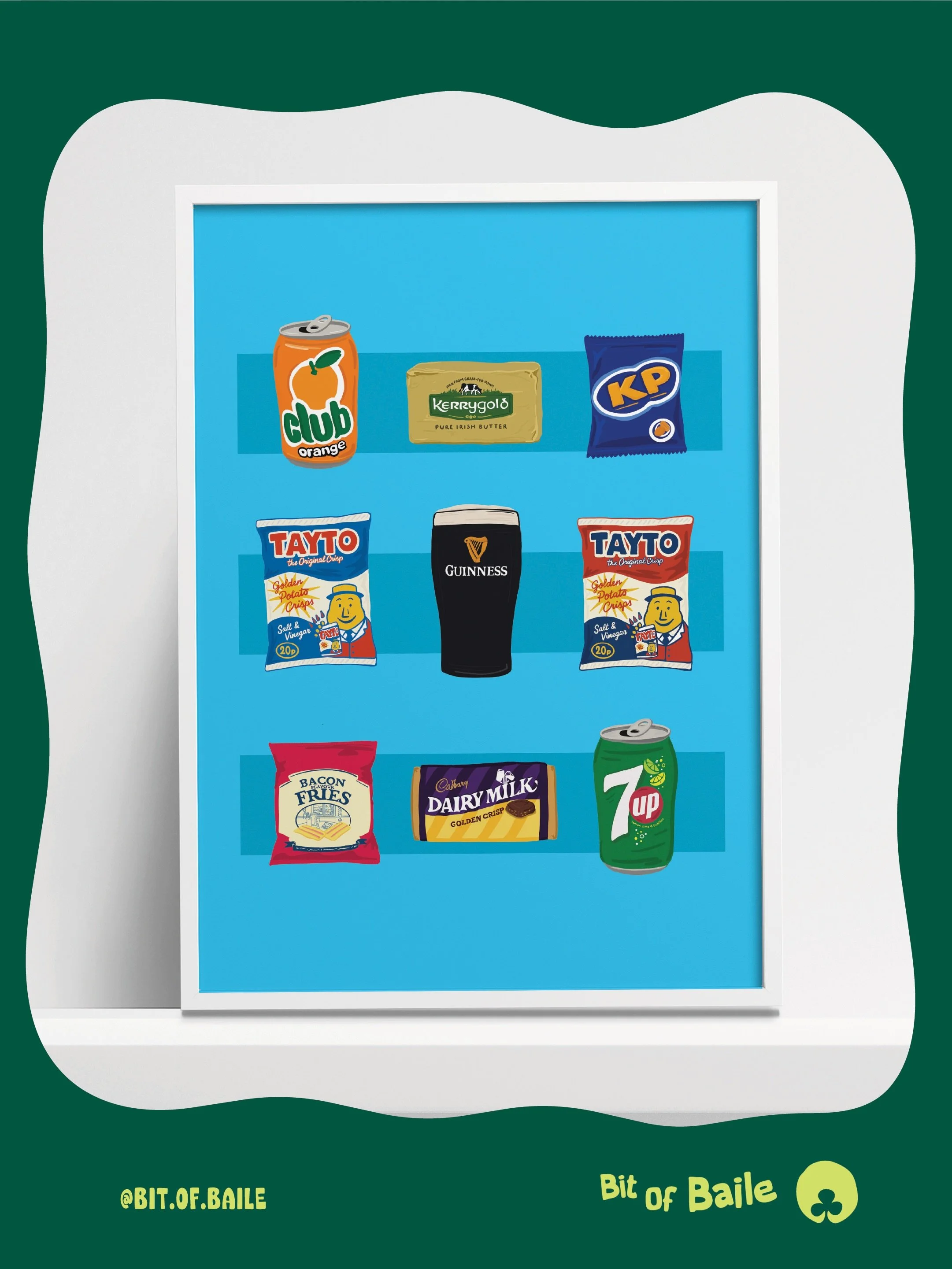 Nothing compares to the Irish favourites, print comes in blue / yellow and pink in A3/A4. ☘️💚

#irishpub #Irishessiential #irishprint