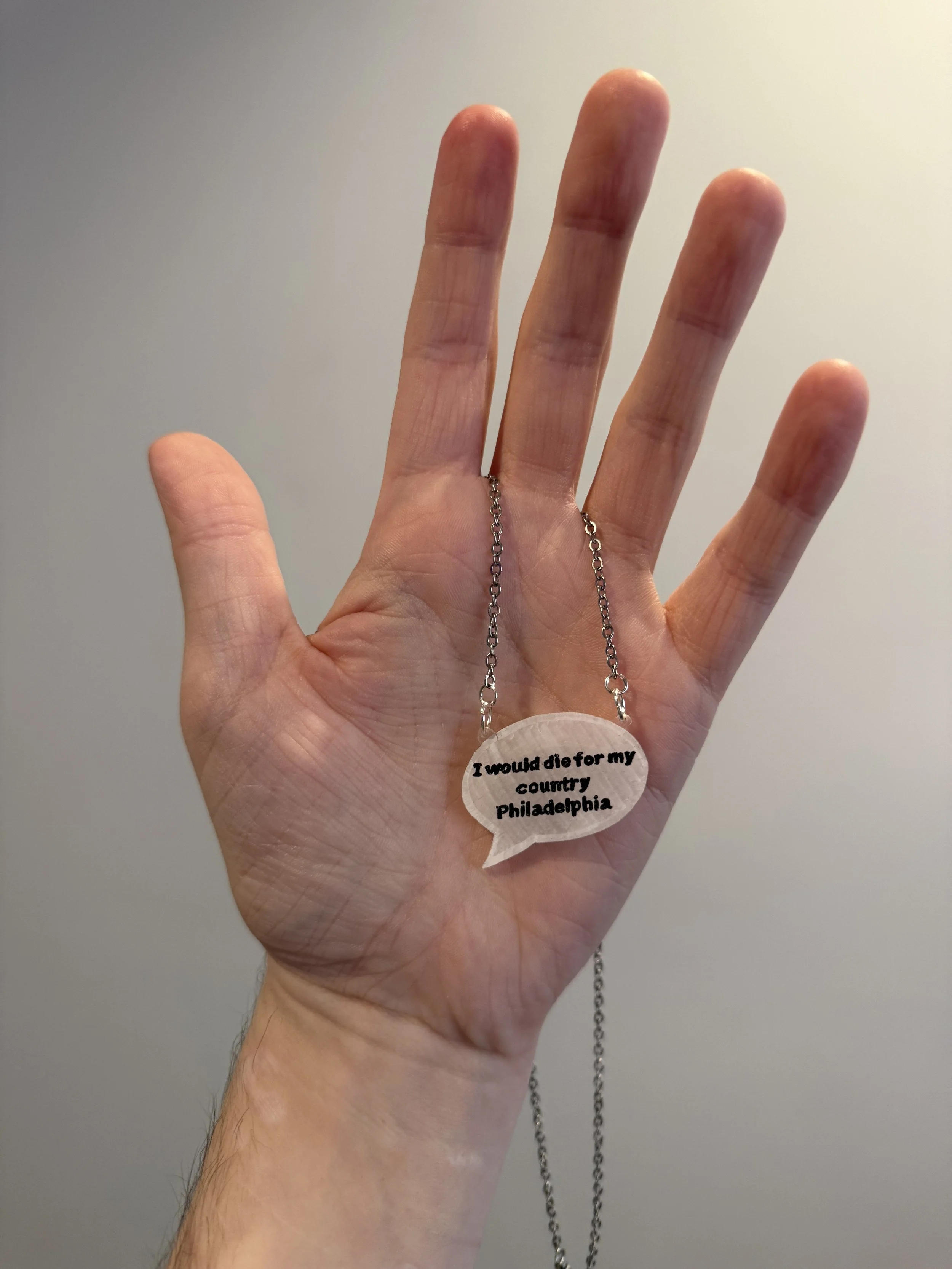 i would die for my country philadelphia speech bubble necklace - $20