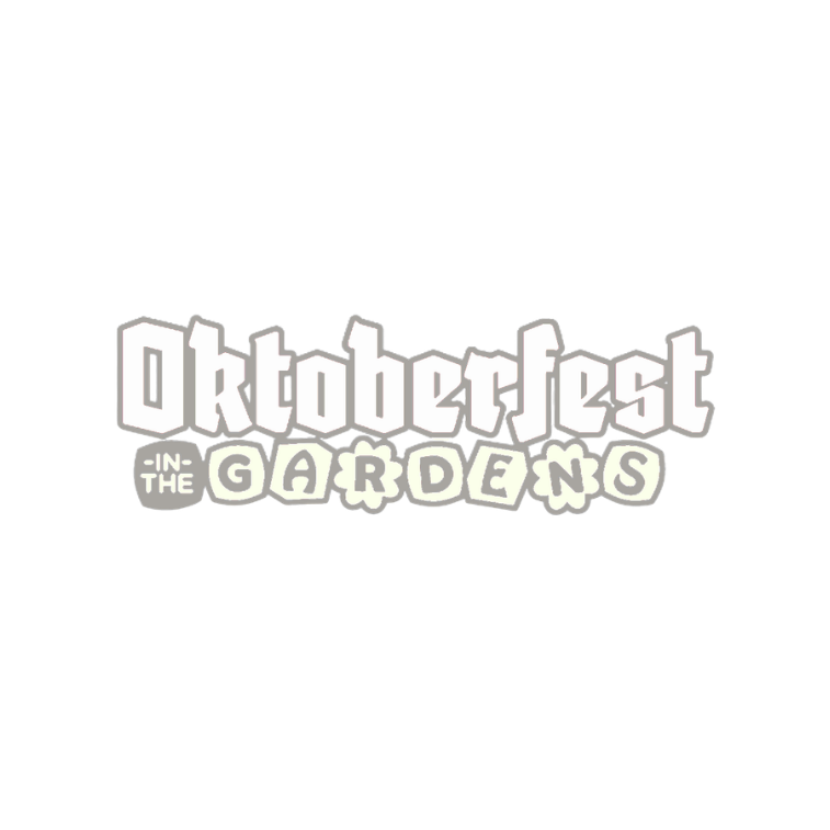 Logo for Oktoberfest in the Gardens featuring stylized text 'Oktoberfest in the Gardens' with a black background