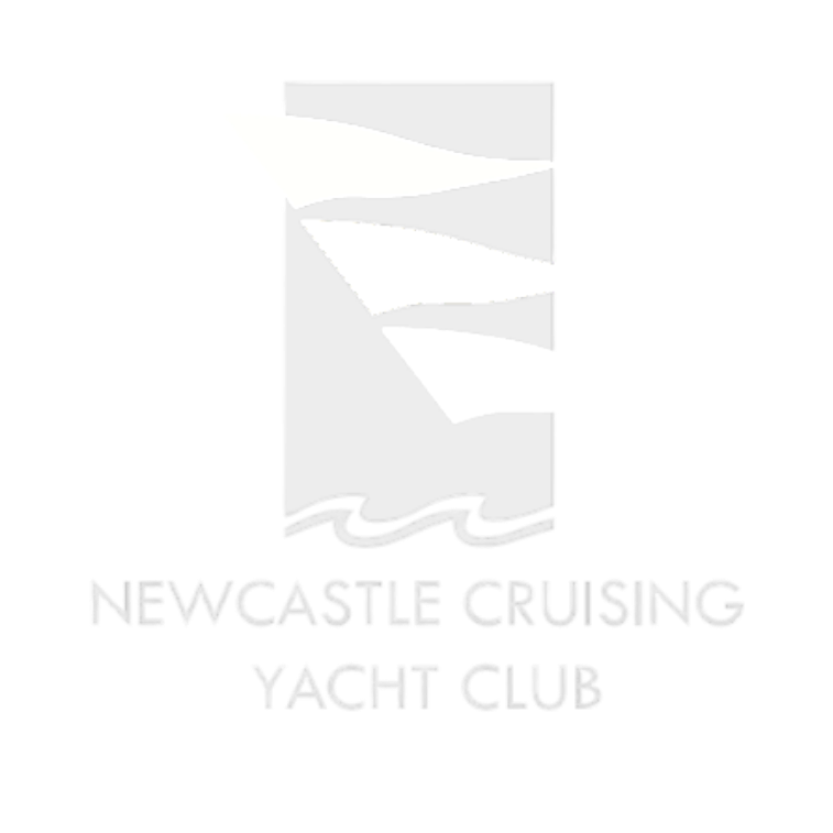 Logo for Newcastle Cushing Yacht Club featuring an abstract sailboat and its name