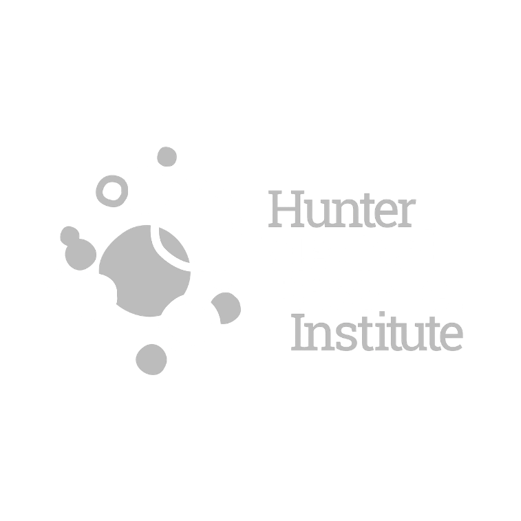 Logo of Hunter Medical Research Institute featuring interconnected circles and the institute's name in gray and white text.