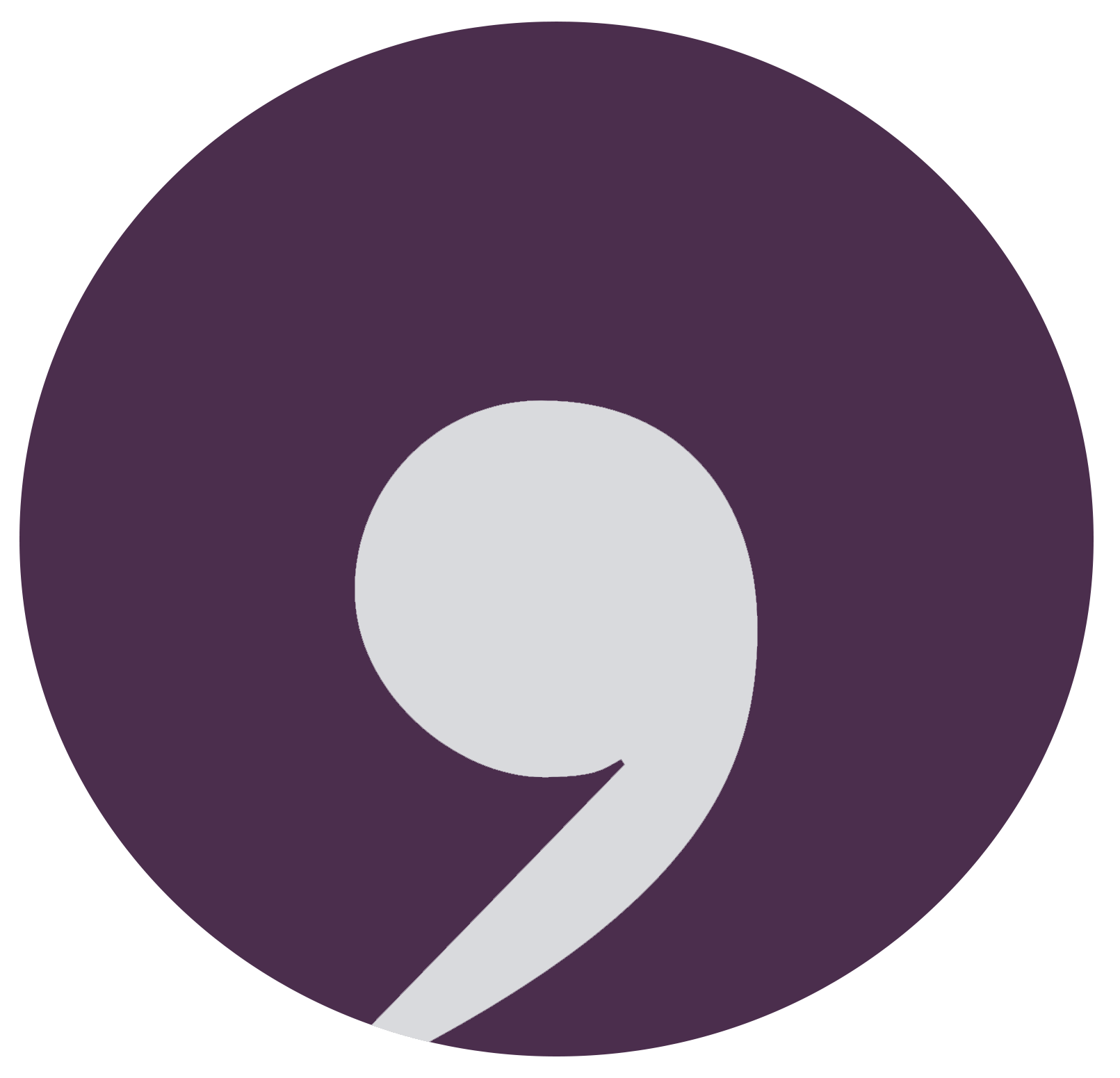 Purple circle with a white number nine in the center.