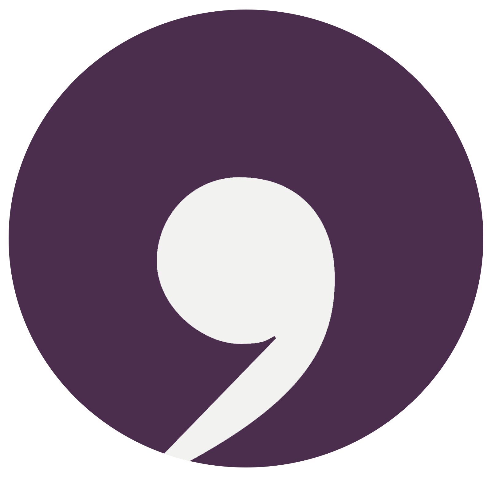 Purple circle with a white question mark in the center.