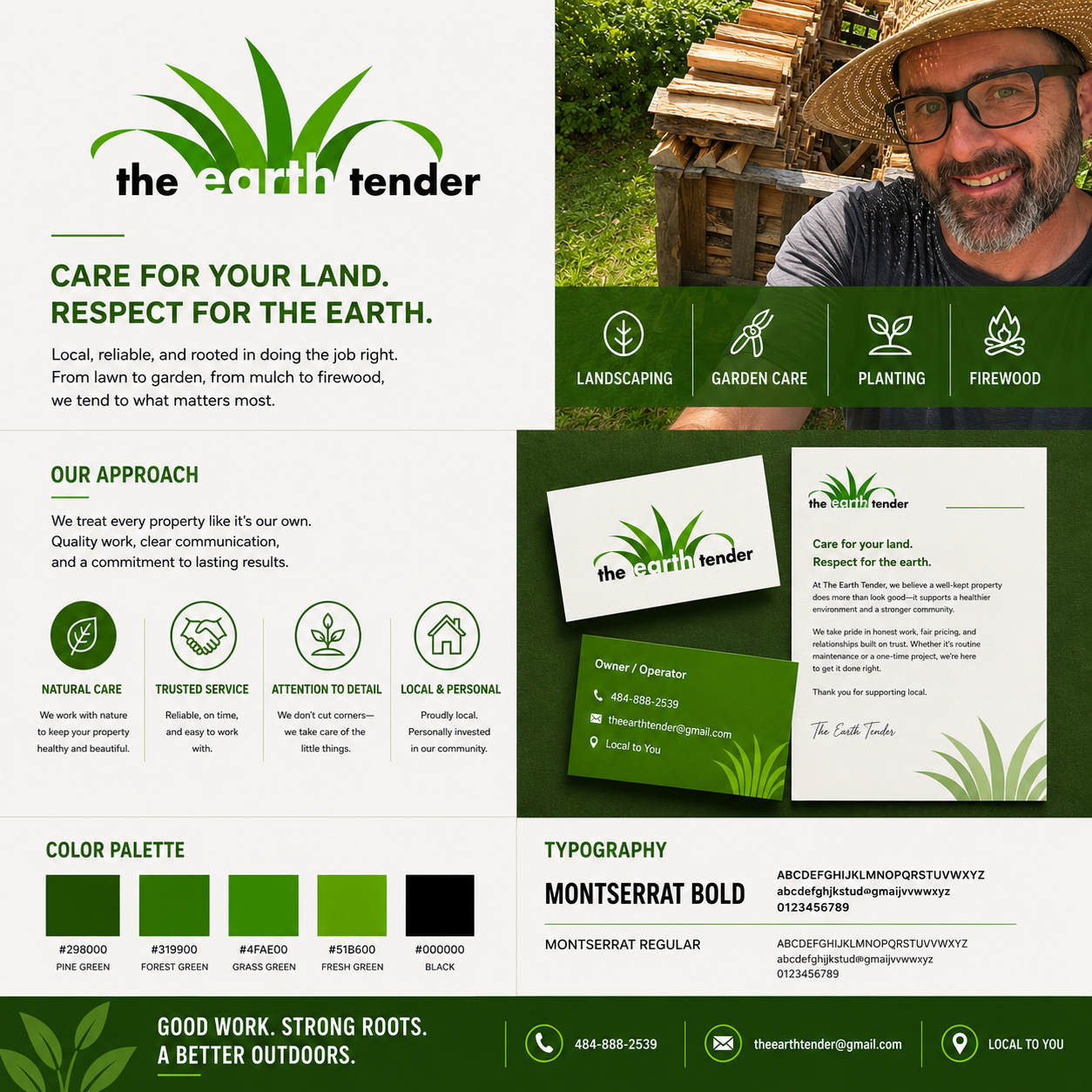 graphic of The Earth Tender brand elements