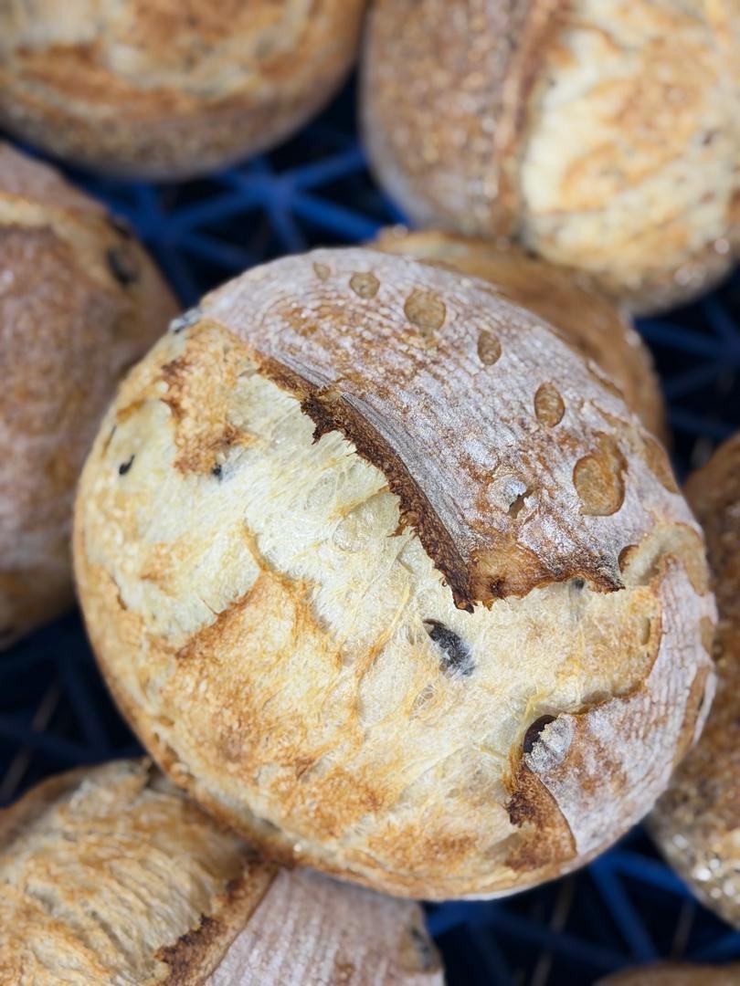 Sourdough Bread Sliced Black Olives