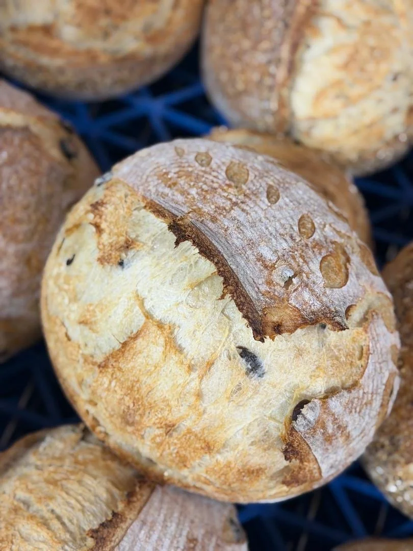 Sourdough Bread Sliced Black Olives