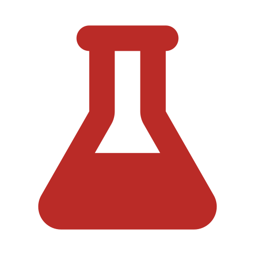 Red laboratory flask icon.