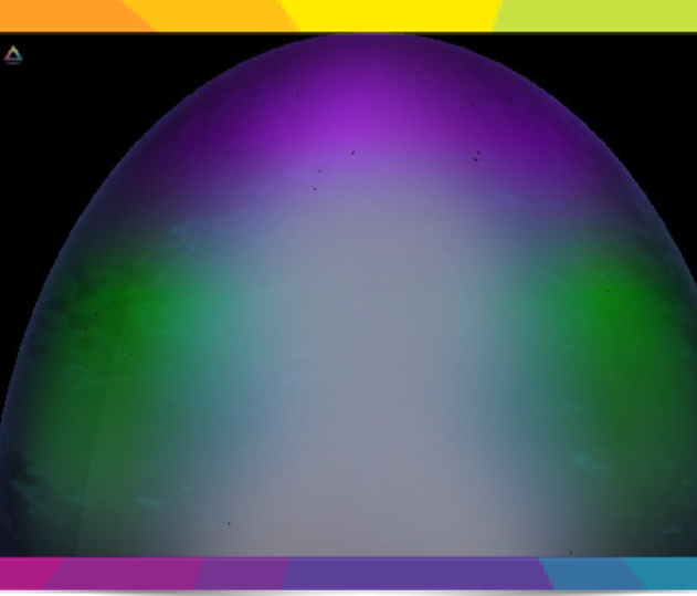 A globe displaying the Northern Lights from space with colorful auroras visible.