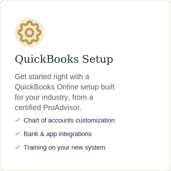 QuickBooks setup and onboarding services for new small business owners