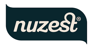 Nuzest logo in black and white.