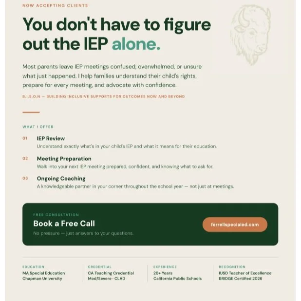 Your child's IEP should actually work for them.

If you've ever left an IEP meeting feeling confused, rushed, or unheard &mdash; you're not alone. Most parents aren't given the tools to understand what's in that document, let alone how to push for wh