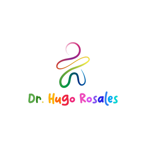 Colorful number 2 design with the name Dr. Hugo Rosales in multicolored letters underneath.