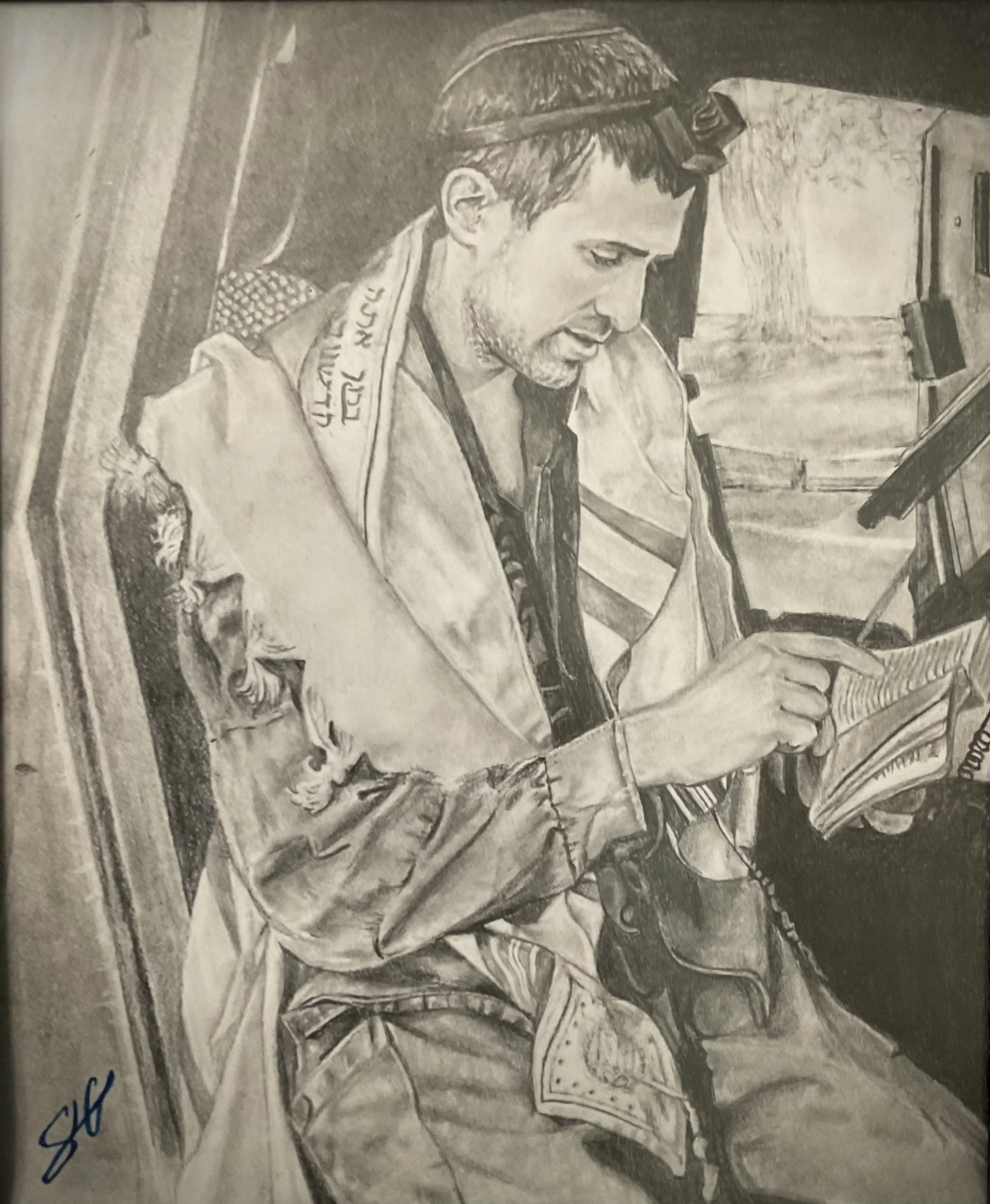 A black and white sketch of a man in a baseball uniform sitting on a chair, holding a baseball glove in his left hand, with a stern expression on his face.