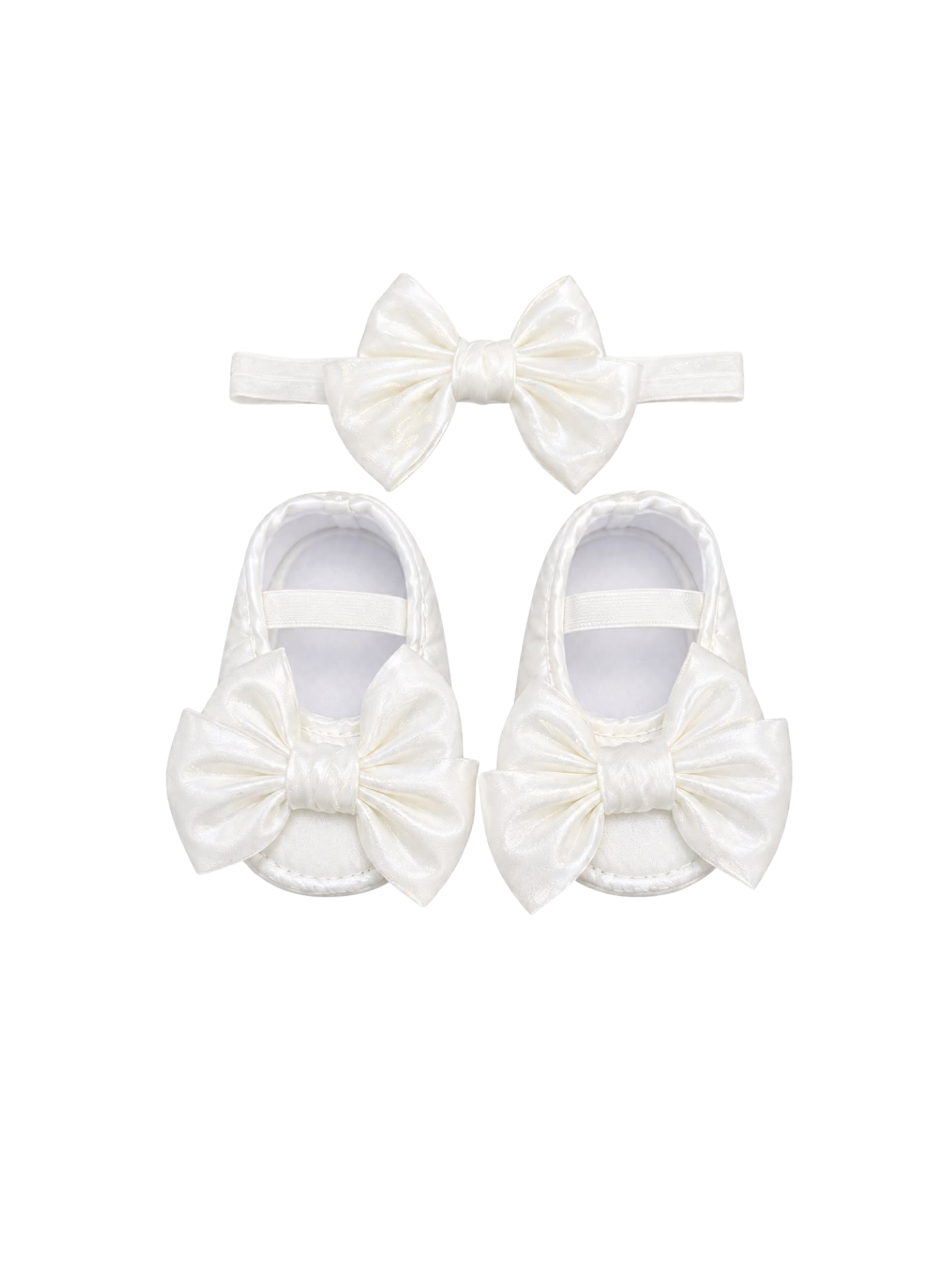 Pearl White Ballet Shoes & Headband