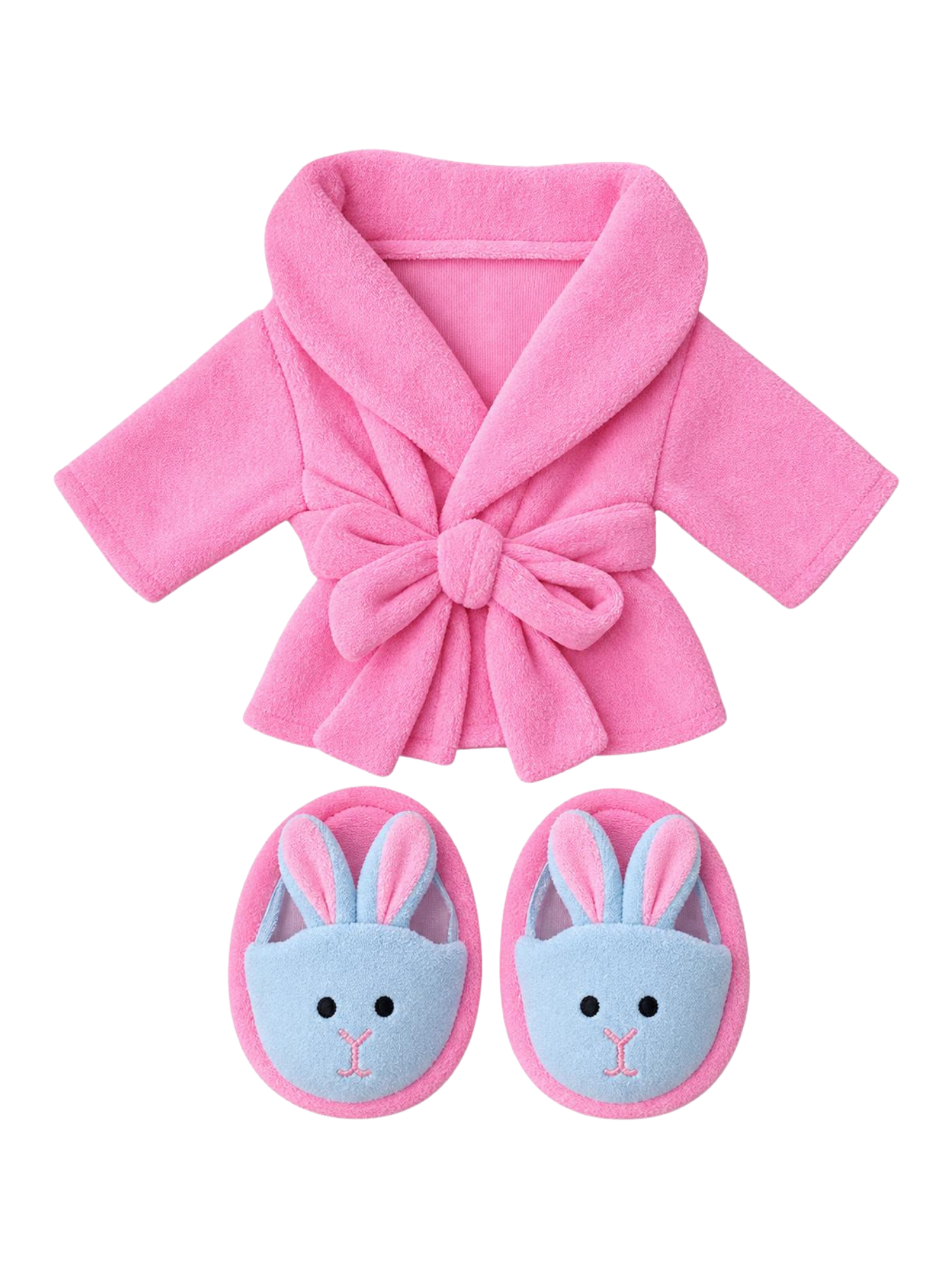 Pink bathrobe and bunny slippers
