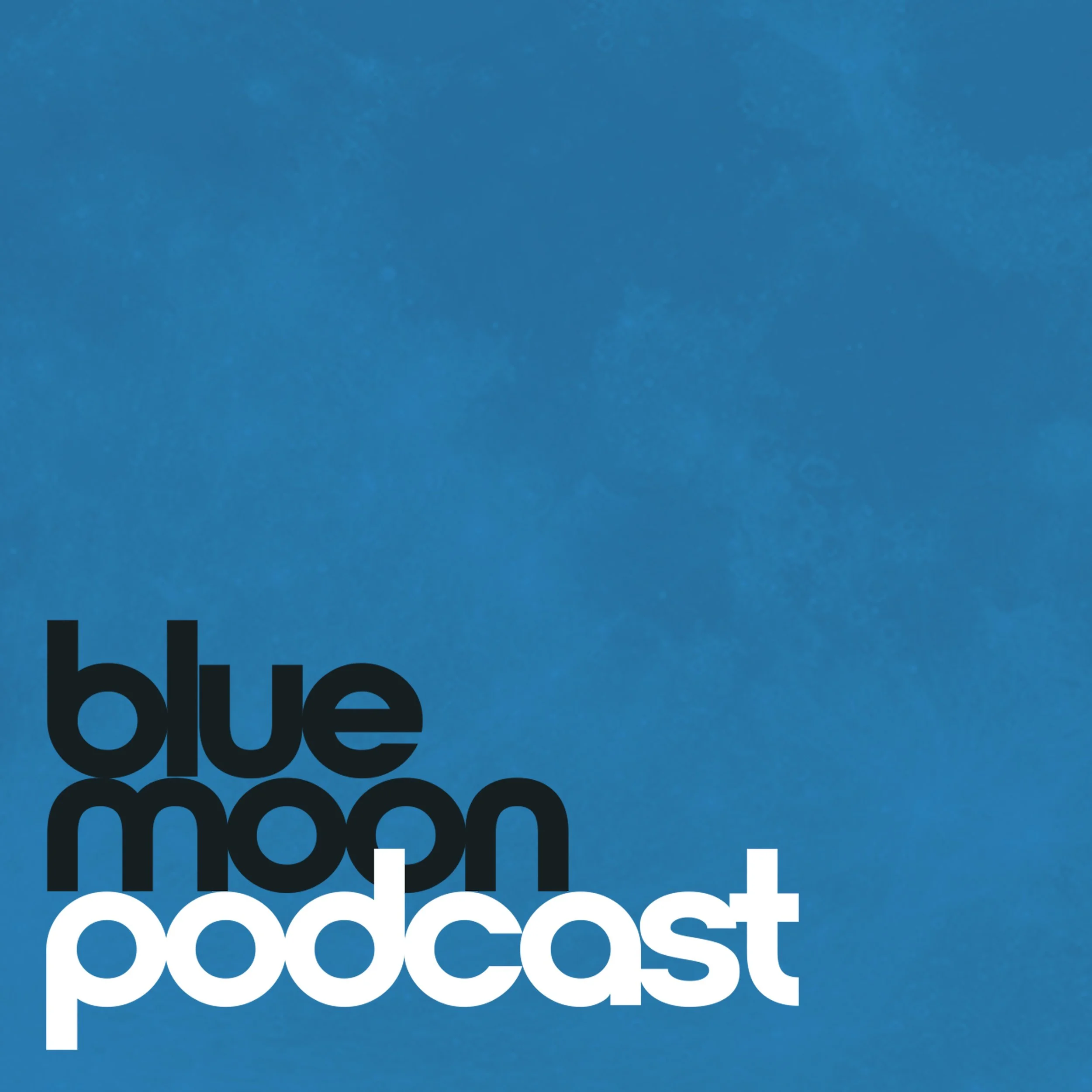 Close-up of a blue background with overlapping black and white text that reads 'blue' and 'cost.'