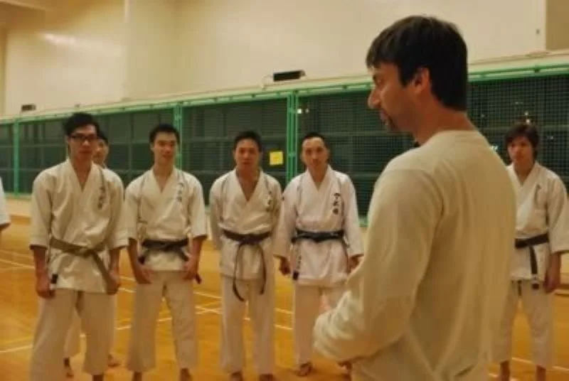 Teaching a group of black belt Goju Ryu Karate practitioners a class, Hong Kong 2006