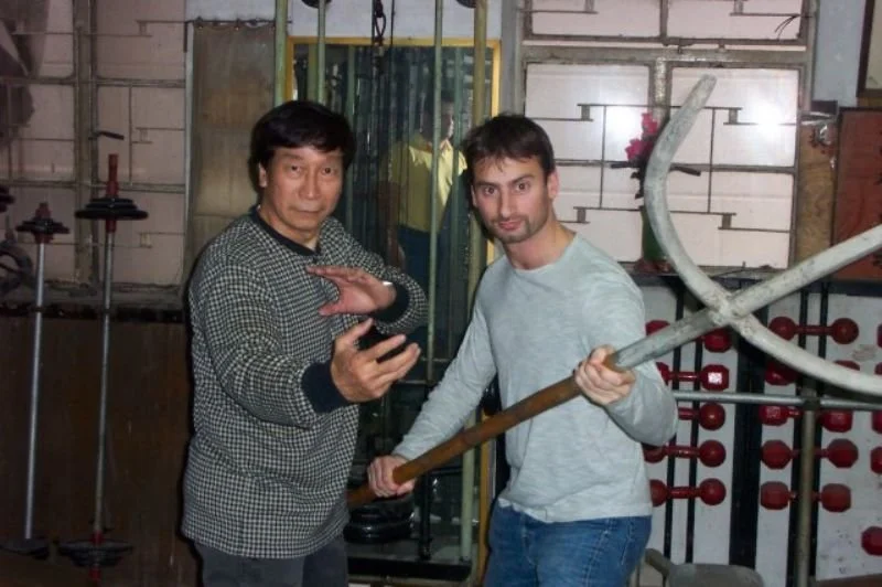 With his friend Hung Gar GM Chiu Chi Ling, Hong Kong 2004 at his Kwoon