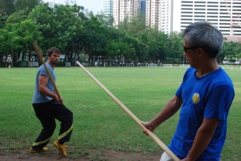 With Sifu Michael Tang, Luk Dim Boon Kwan sparring, Victoria Park Hong Kong 2009