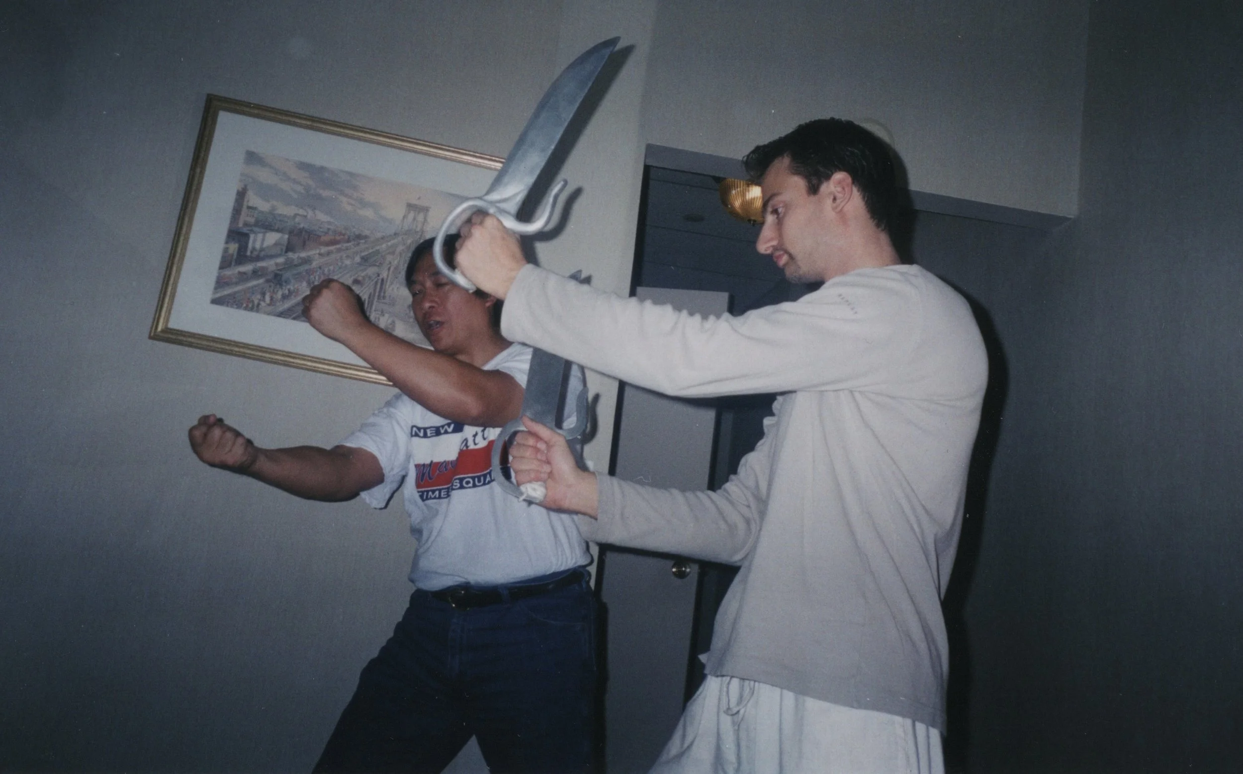 Sifu Sergio Pascal Iadarola learning the Paat Cham Dao from Sifu Allan Fong in New York City, 2001.