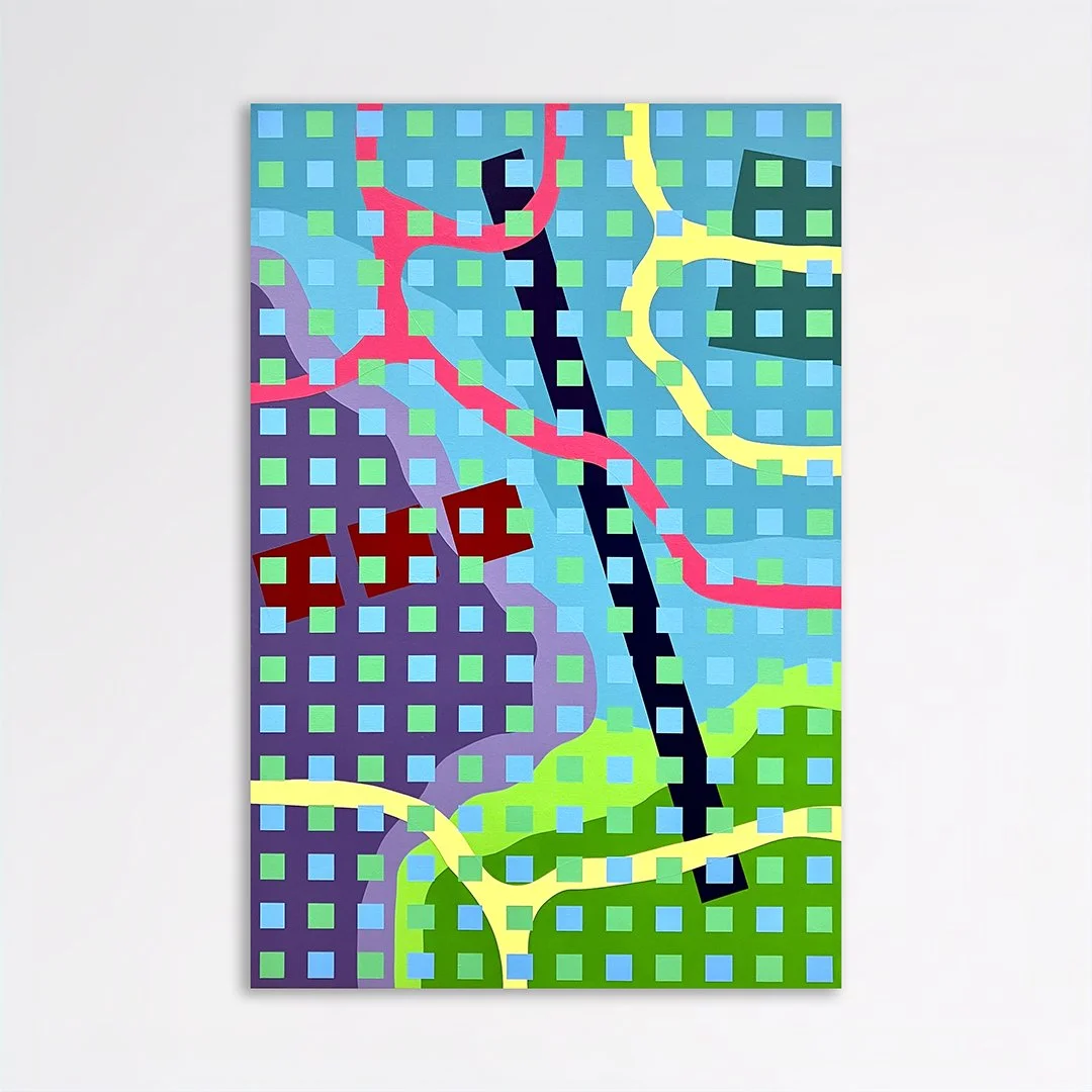 Structural Camouflage No. 12, 2025, Acrylic on canvas, 36x24"
