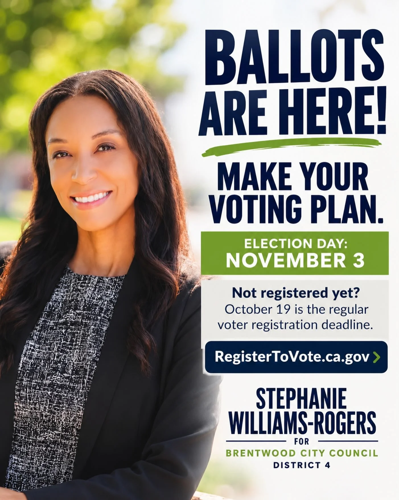 🗳️ Ballots are here! Have you made your voting plan?

Election Day is November 3, but you can vote now! Here&rsquo;s what you need to know:

📬 Vote by mail: Complete your ballot, seal and sign your return envelope, and mail it back. No postage need