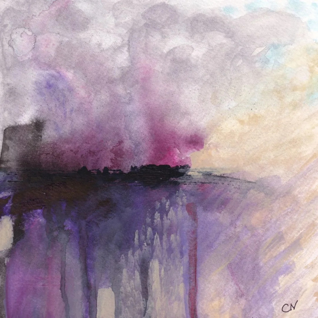 Pirates at Dusk - 8 x 8 inch Watercolor & Ink 
100% cotton 140lb cold press paper